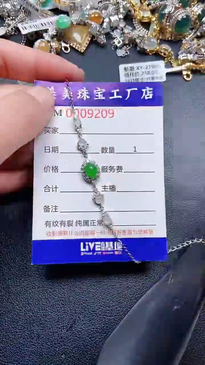 颈饰银S925镶嵌翡翠9209