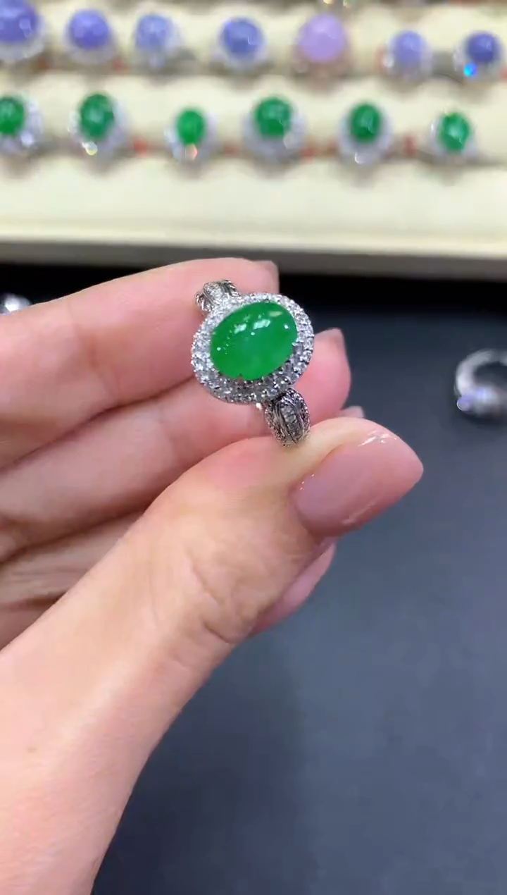 【闪购商品】翡翠戒指18K金镶嵌a258