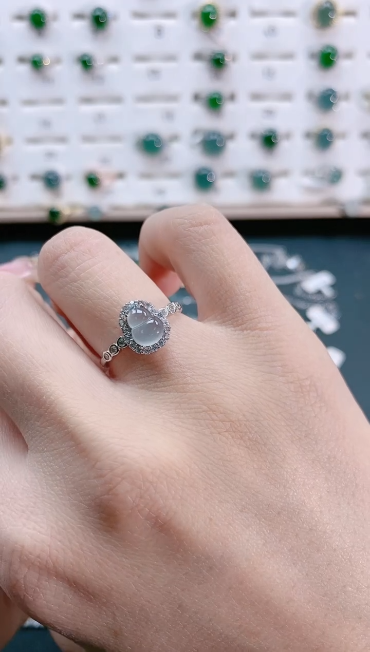 【闪购商品】翡翠戒指银S925镶嵌天然翡翠