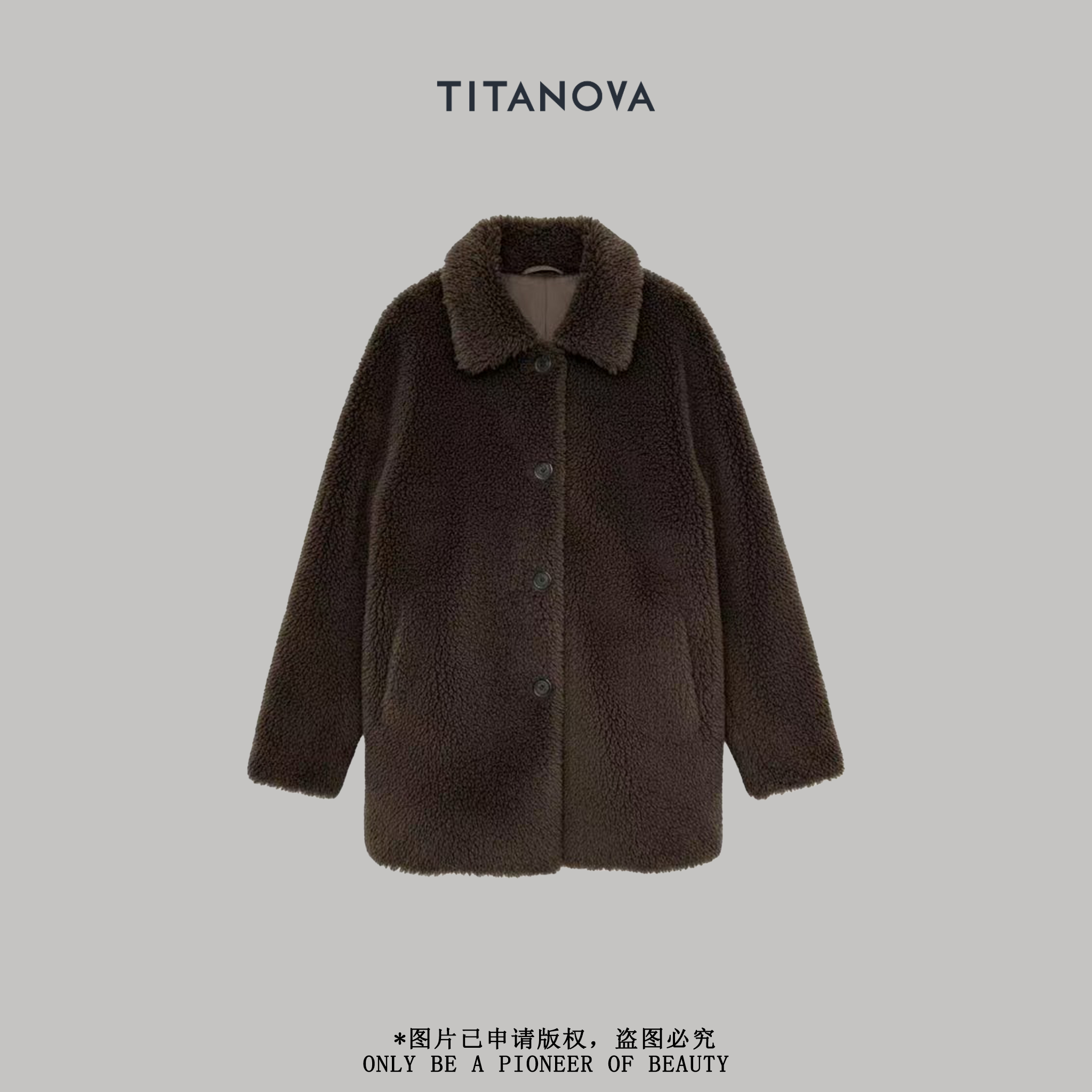 【宁不凡】杜松绿|泰迪全羊毛翻领单排扣中长大衣外套N5WT0950Q