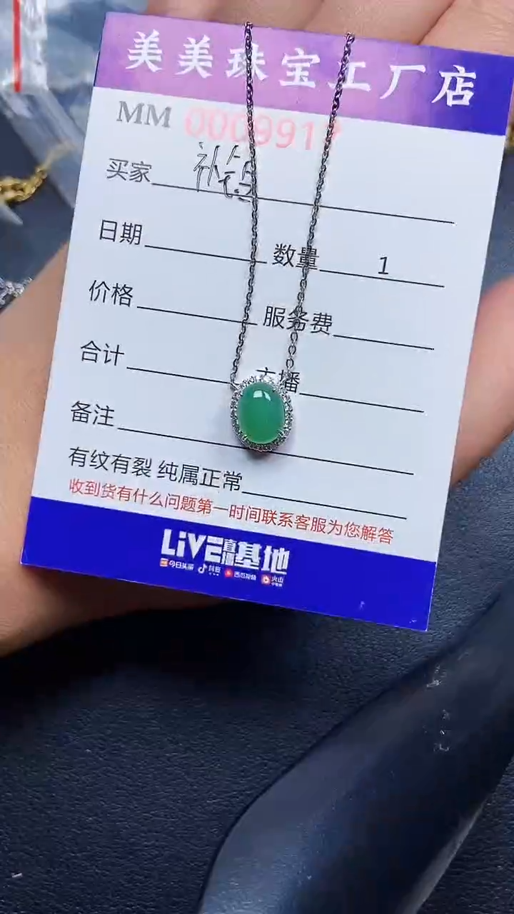 颈饰银S925镶嵌翡翠9917