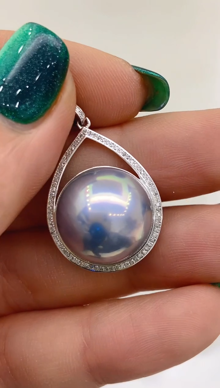 【闪购商品】拼合珍珠（马贝珠）吊坠18K金镶嵌151