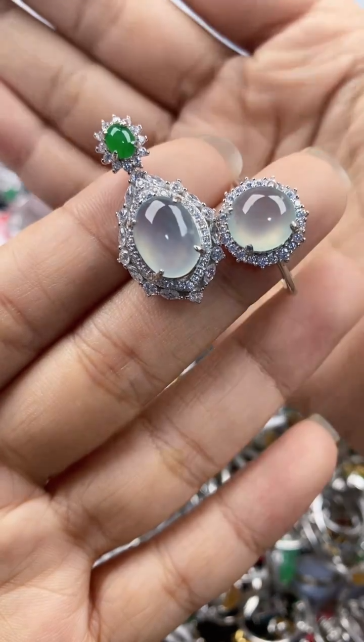 银S925镶嵌戒指翡翠111                   10