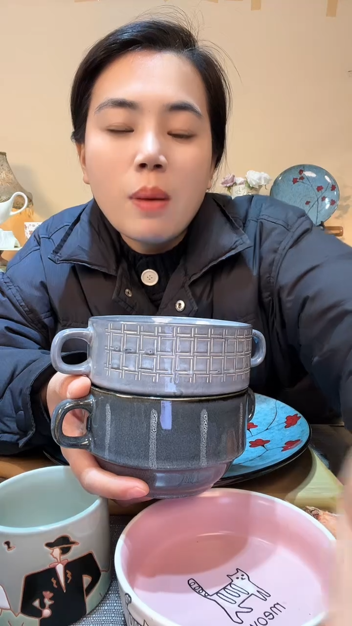 【闪购商品】瓷片瑕疵款 2个复古双耳碗 介意勿拍