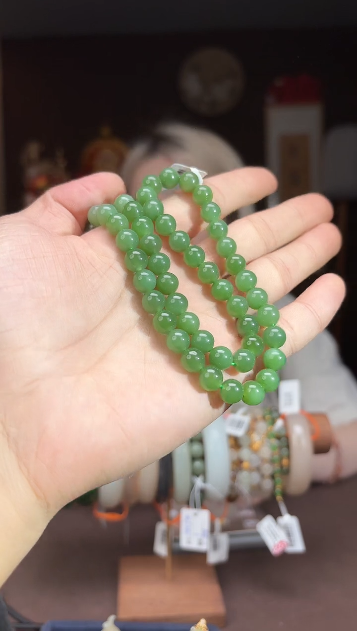 【闪购商品】和田玉5973俄碧妈妈链8mmf218未镶嵌-