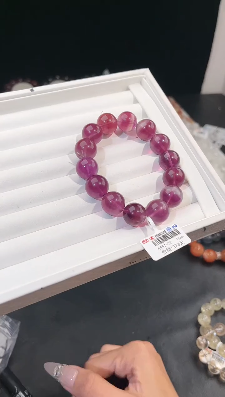 【闪购商品】萤石手链未镶嵌多样性发一粉紫萤石15mm