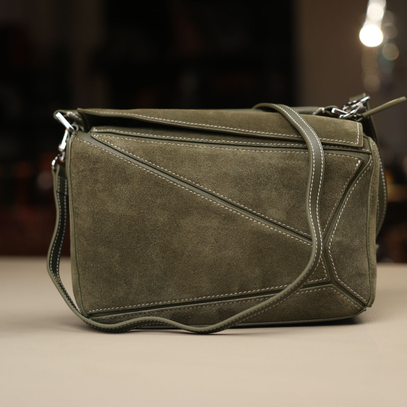 INGAIR硬野反绒皮几何包24*16*12手提式单肩轻奢斜挎潮流百搭男