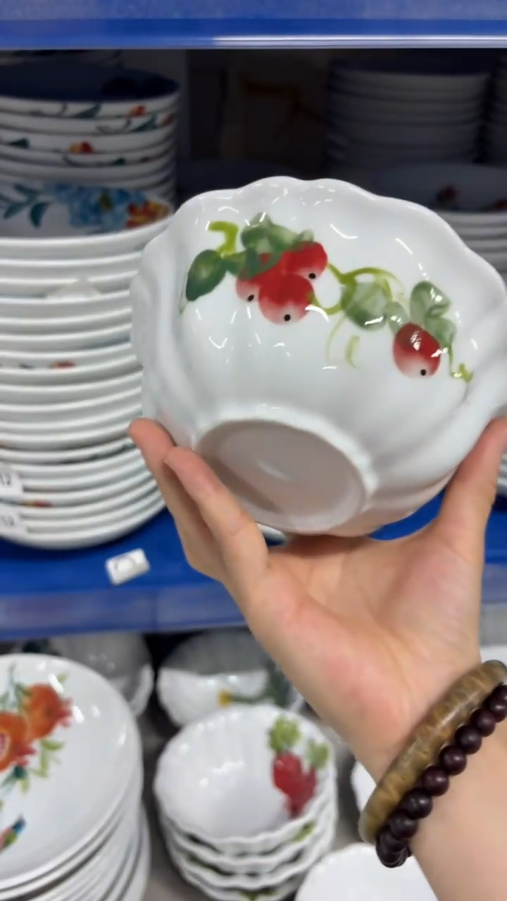 瓷片景德镇手绘釉中彩（食品级）花边碗
