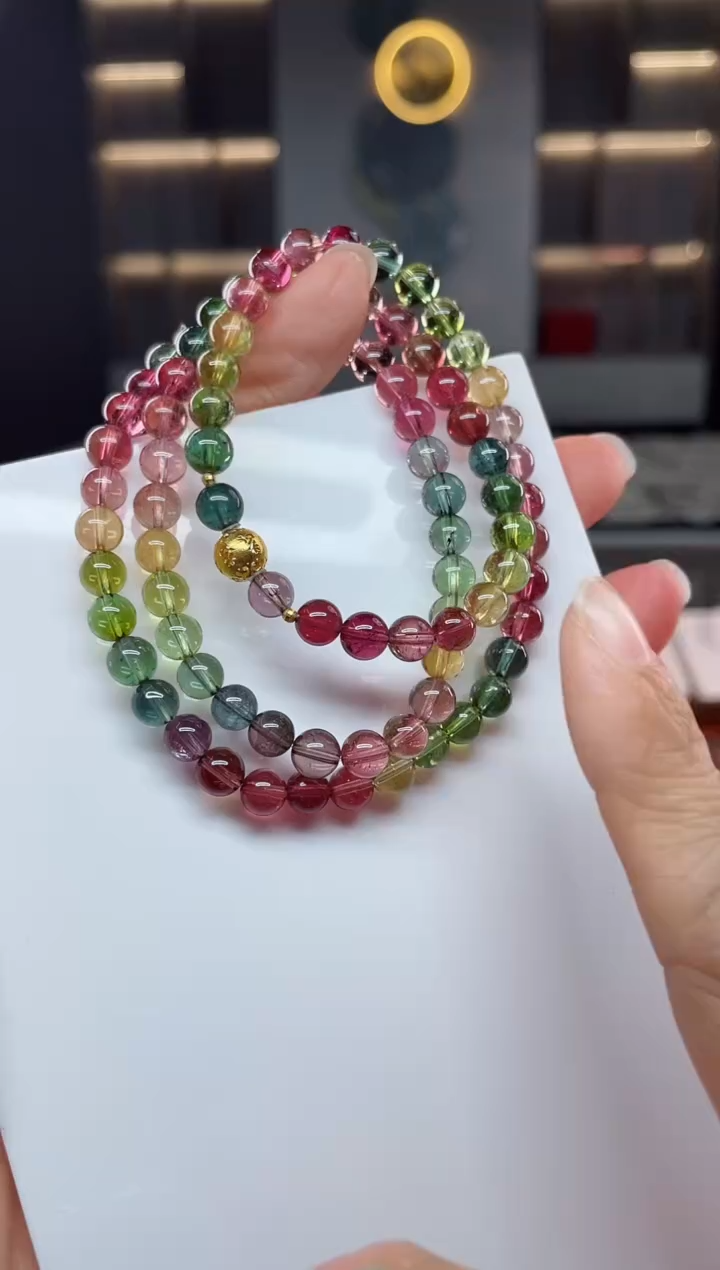 未镶嵌老矿碧玺三圈手串7mm+碧玺（多样性发一条）Q
