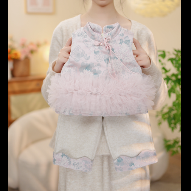 女童年服套装精致裙子大裙摆加厚洋气复古秋款裙子套装XY2607