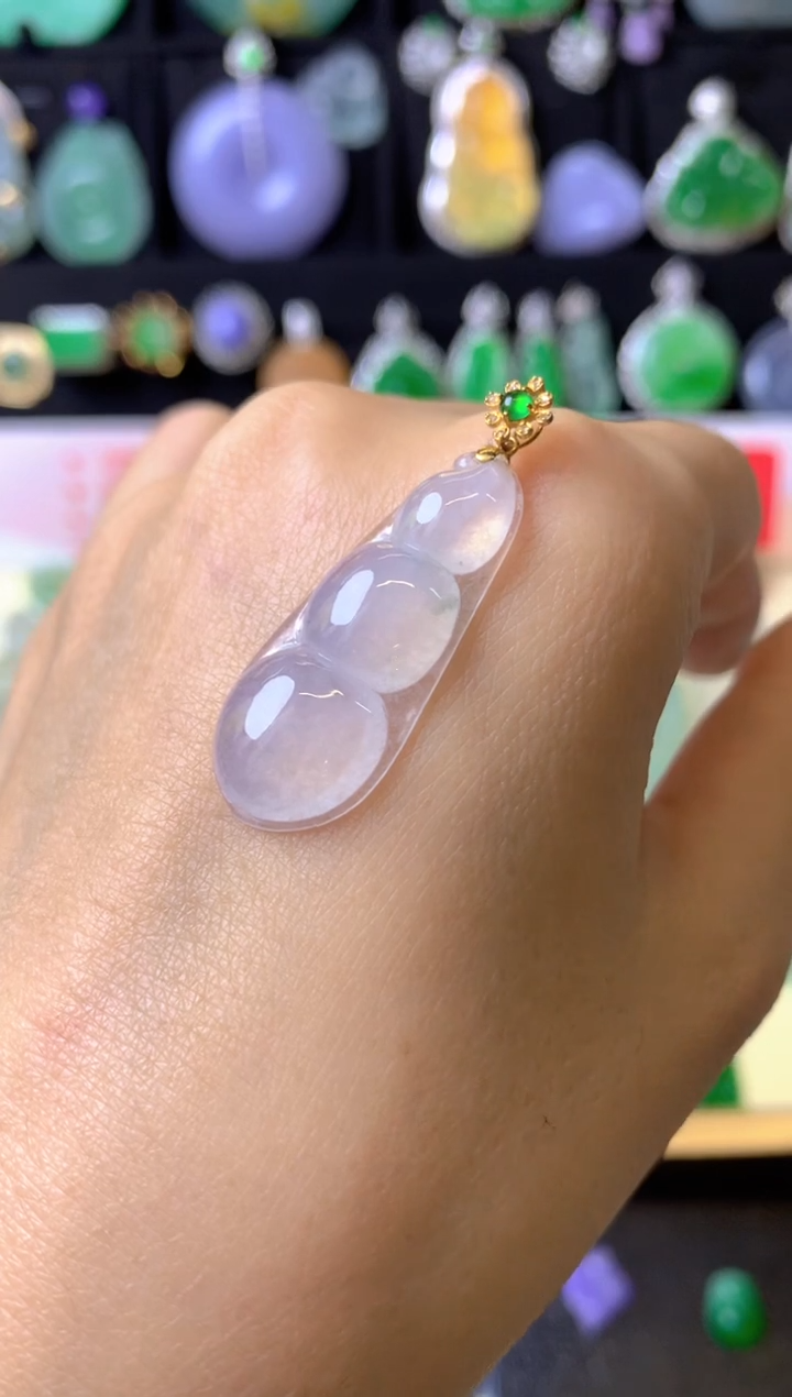 【闪购商品】翡翠颈饰18K金镶嵌成品吊坠