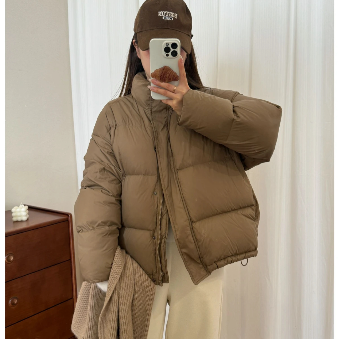 百搭面包服纯色羽绒服短款宽松保暖韩版立领短款羽绒