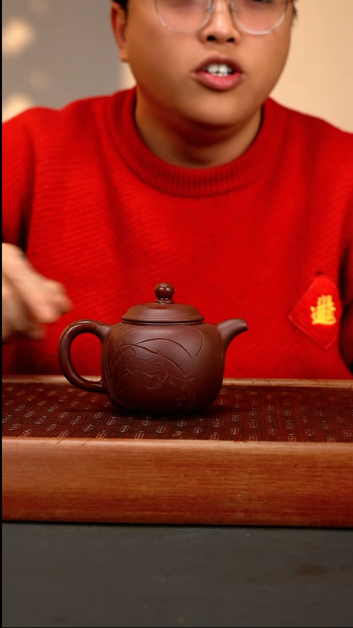 【闪购商品】紫砂茶壶cxm 紫泥 刻绘 匏尊