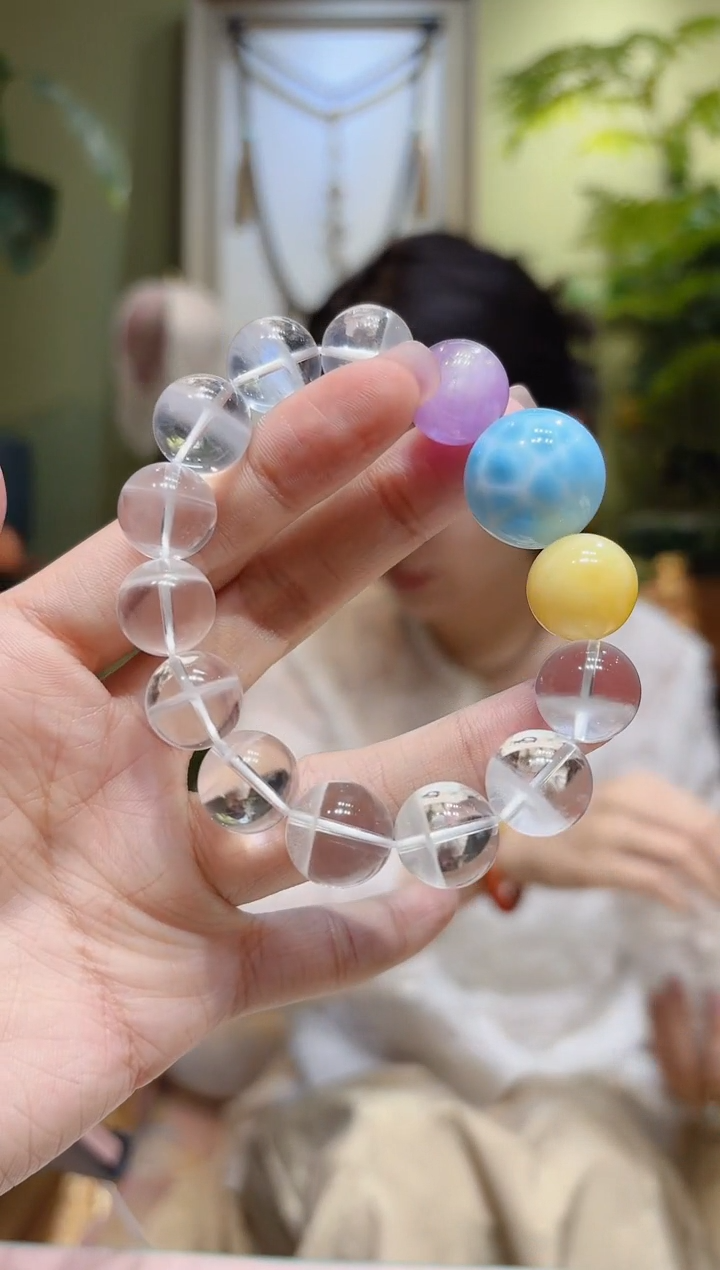 【闪购商品】水晶手串未镶嵌海纹石顶珠白幽灵手串