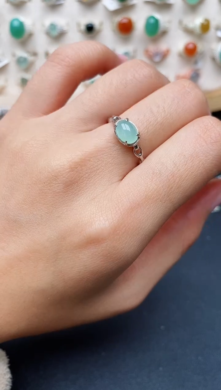 【闪购商品】翡翠戒指银S925镶嵌缅甸翡翠