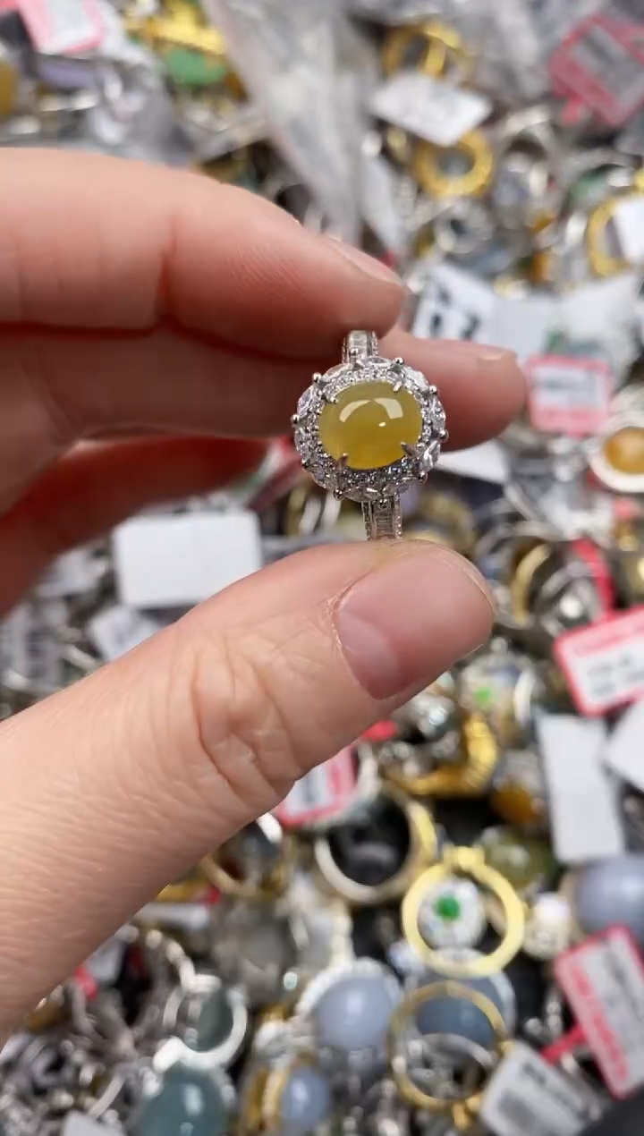 银S925镶嵌戒指翡翠555   8