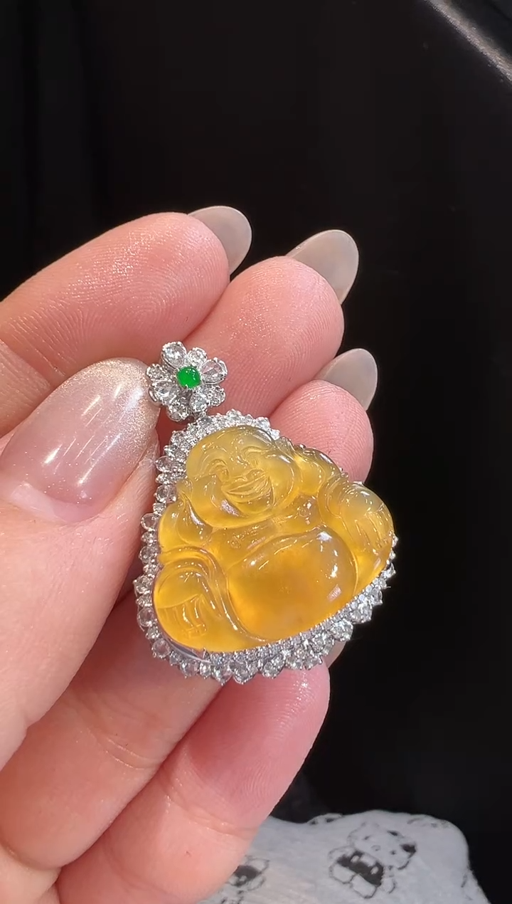 【闪购商品】翡翠颈饰18K金镶嵌吊坠