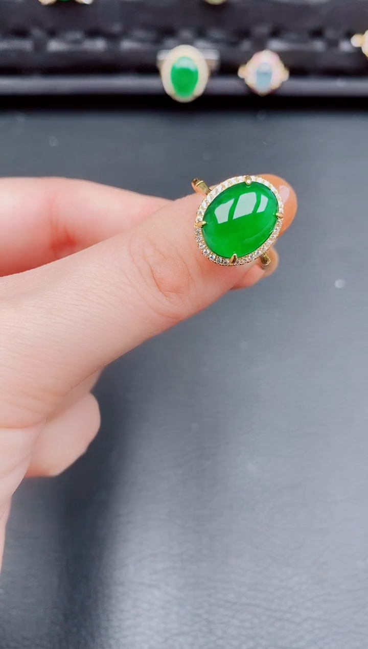 【闪购商品】翡翠戒指银S925镶嵌天然a货翡翠274