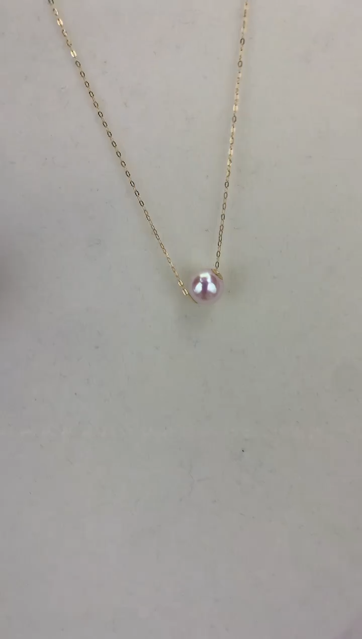 18K金镶嵌DA海水珍珠 GD007 8-8.5 路路通吊坠
