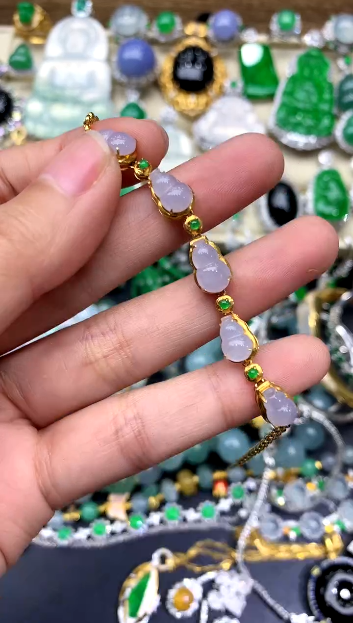 【闪购商品】翡翠手串18K金镶嵌337-中国好珍宝