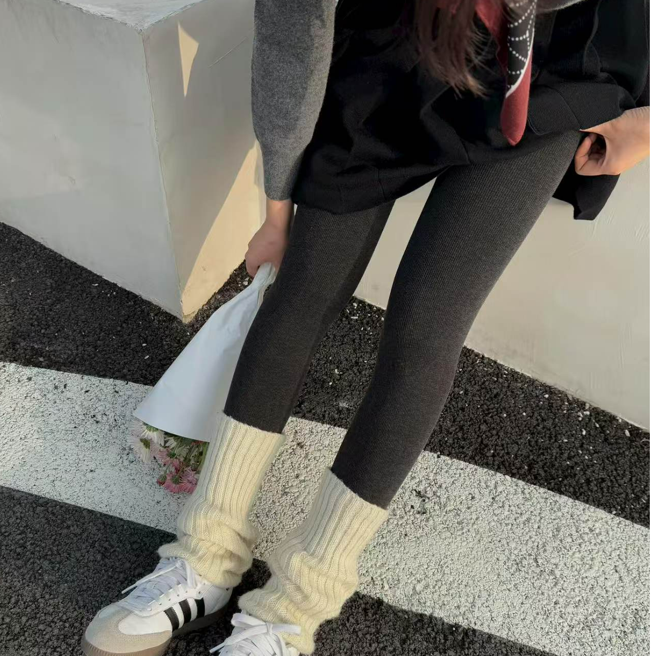 保暖极简风长裤百搭显瘦磨毛打底裤保暖裤外穿弹力黑色