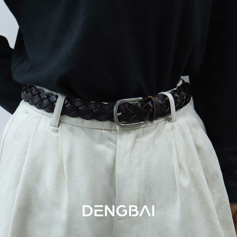 登白DENGBAI 专属头层牛皮编织腰带 气质女款百搭时尚裙带裤带