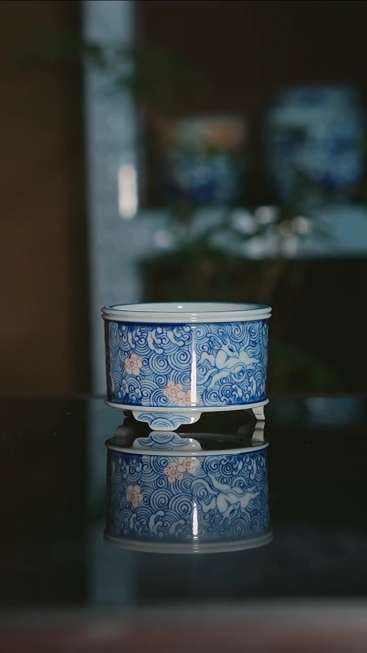 【闪购商品】摆件手绘陶瓷内口6.5高5.1深