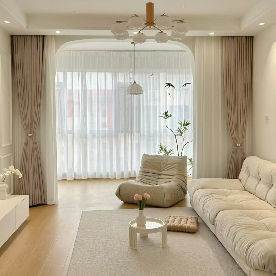 特价双面雪尼尔遮光窗帘高端成品窗帘客厅卧室阳台现代简约法式风