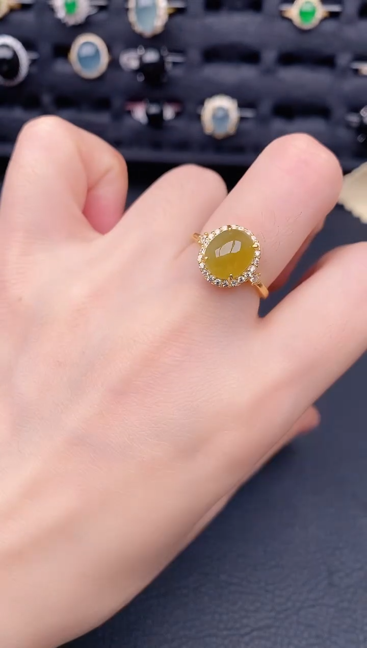 银S925镶嵌戒指翡翠天然a货翡翠111