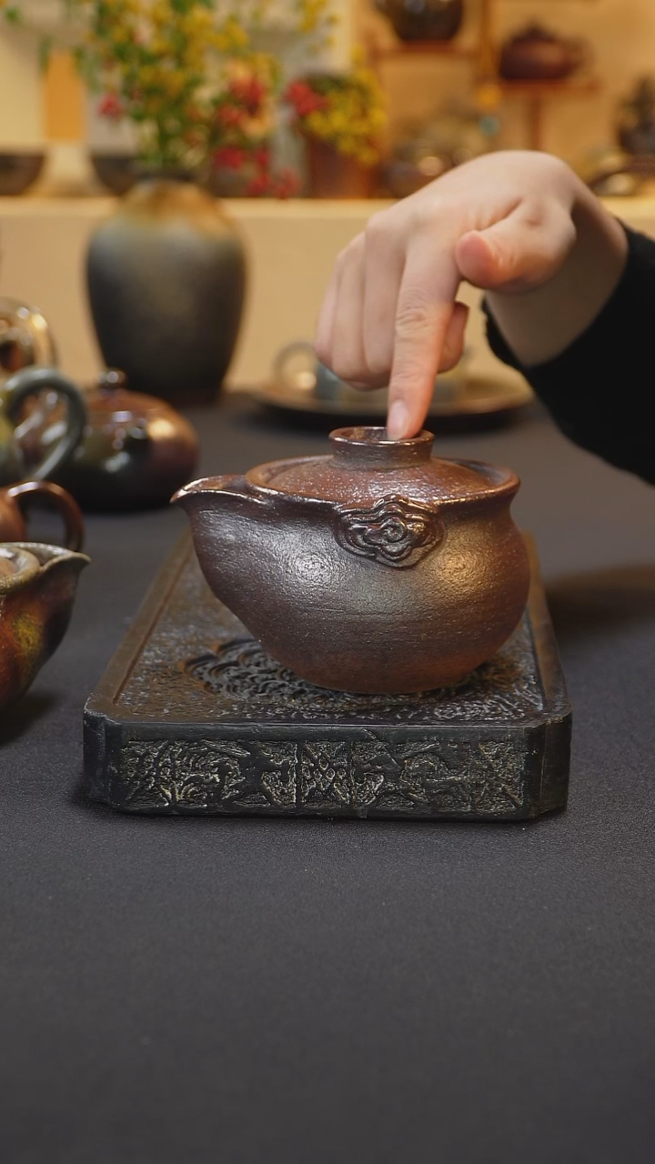 茶壶紫砂纯自然柴烧