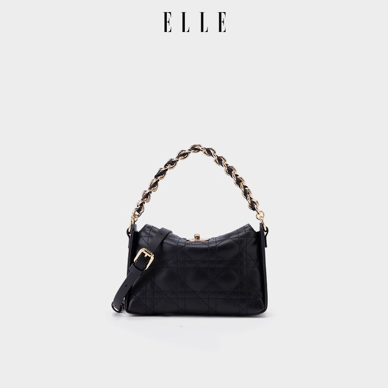 ELLE新款手提单肩小香风斜挎气质百搭时尚菱格包25271