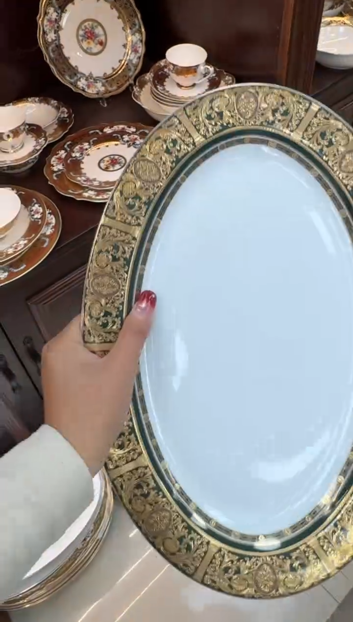 【闪购商品】瓷片14英寸大鱼盘1个 瑕 只有一个