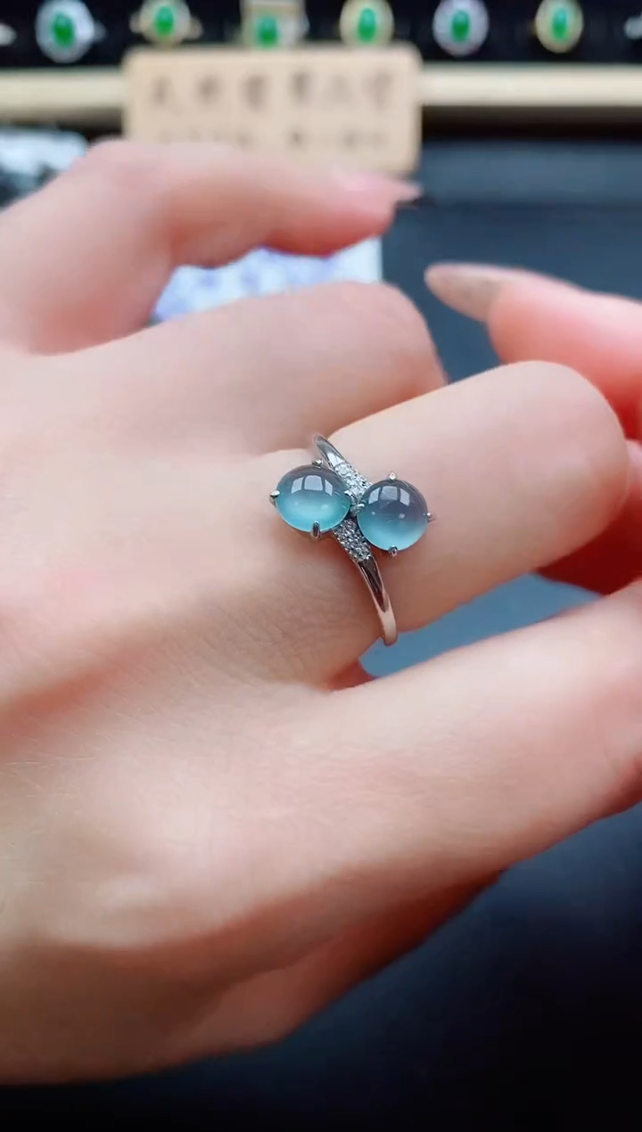 银S925镶嵌戒指翡翠1