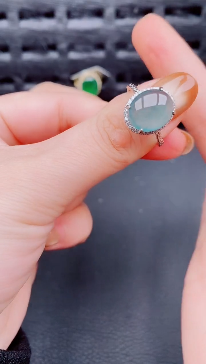 【闪购商品】翡翠戒指银S925镶嵌天然a货翡翠1273