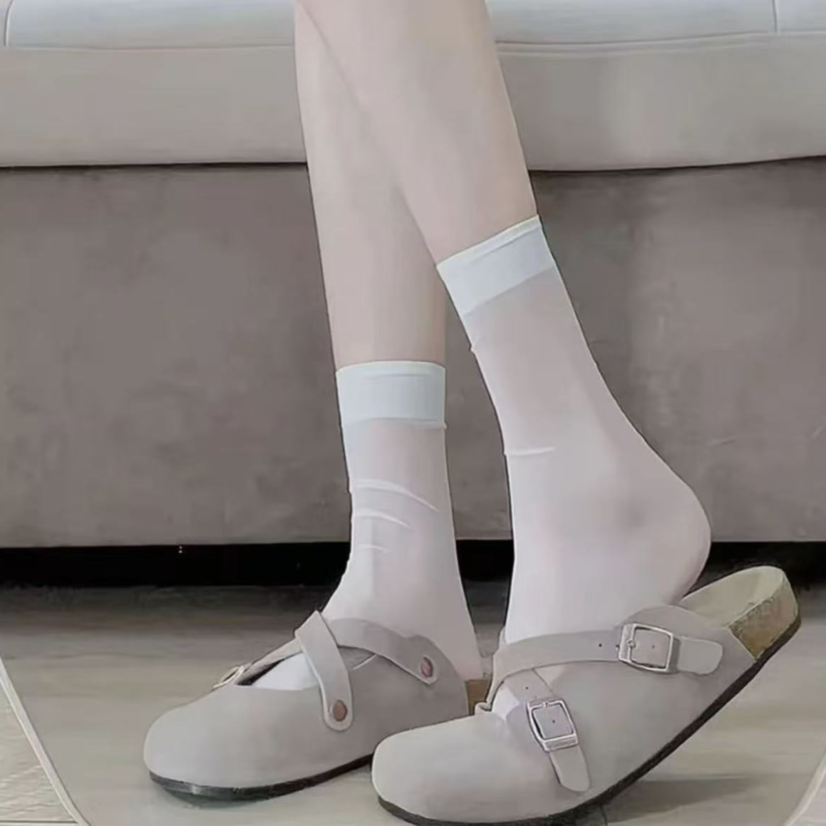 女薄款中筒夏季简约风中筒袜短袜白色黑白日系ins