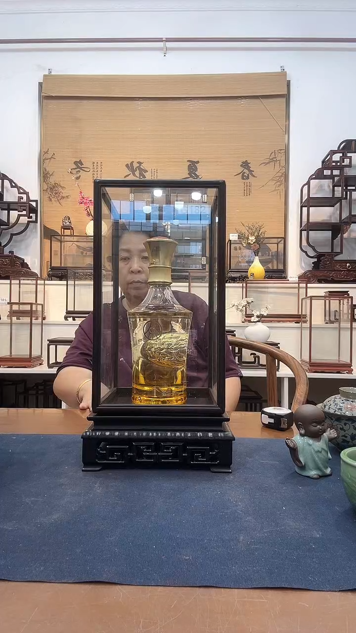 东非黑黄檀（紫光檀）木头款陈****园玻璃罩182