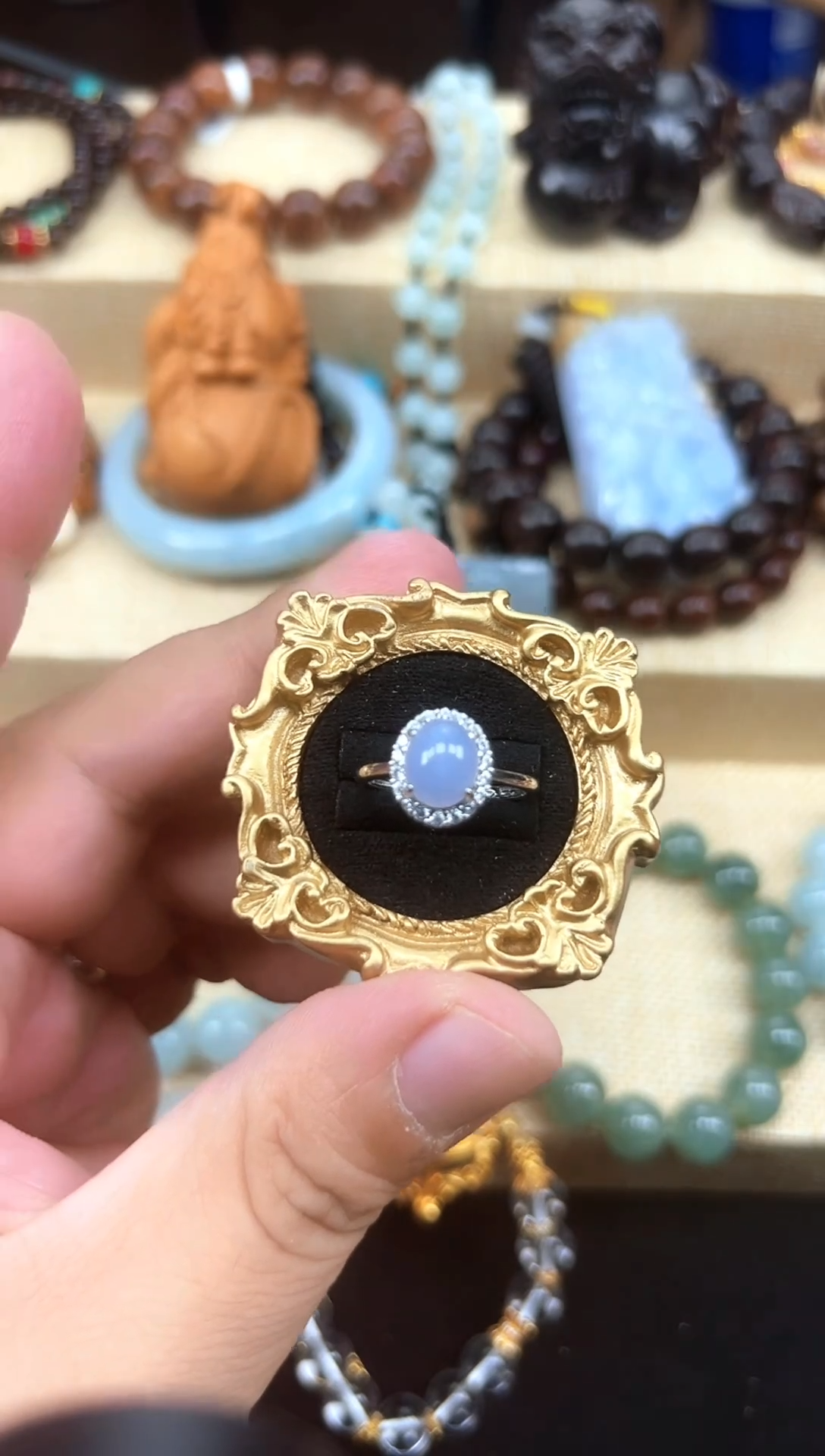 银S925镶嵌戒指翡翠翡翠戒指    紫色
