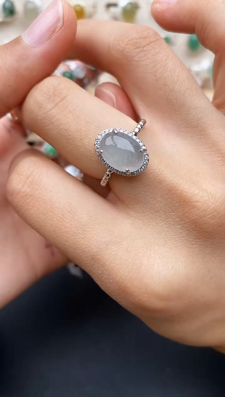 【闪购商品】翡翠戒指银S925镶嵌缅甸翡翠