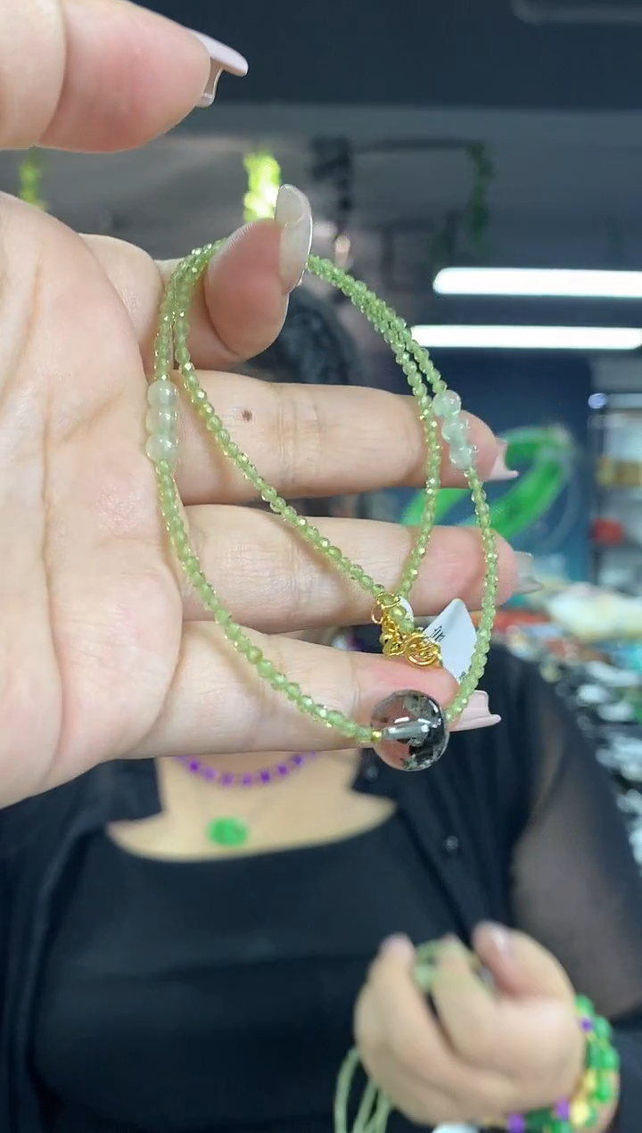 项链银S925镶嵌橄榄石多样性发其一颜色微差