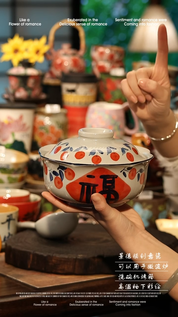 陶瓷景德镇高温釉下彩手工手绘款式
