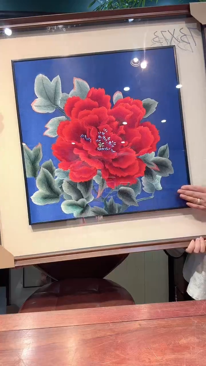 竖款非遗苏绣手工刺绣装饰画不包邮