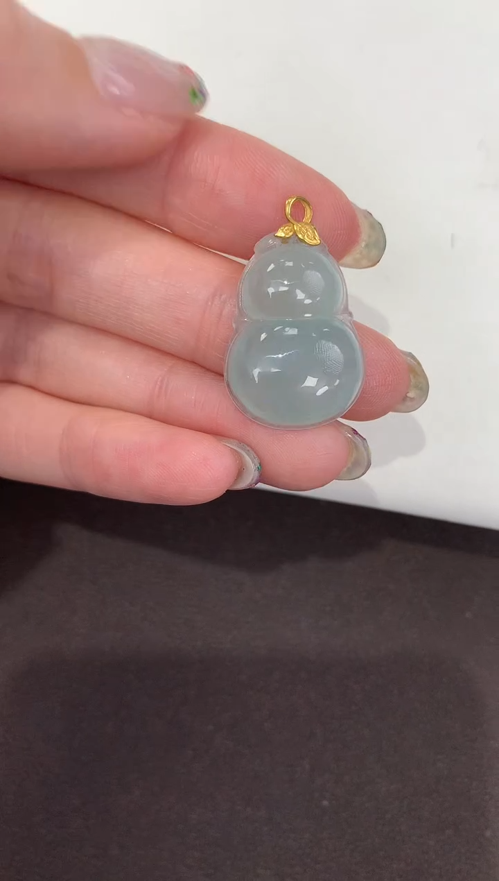 颈饰18K金镶嵌翡翠天然缅甸A货翡翠