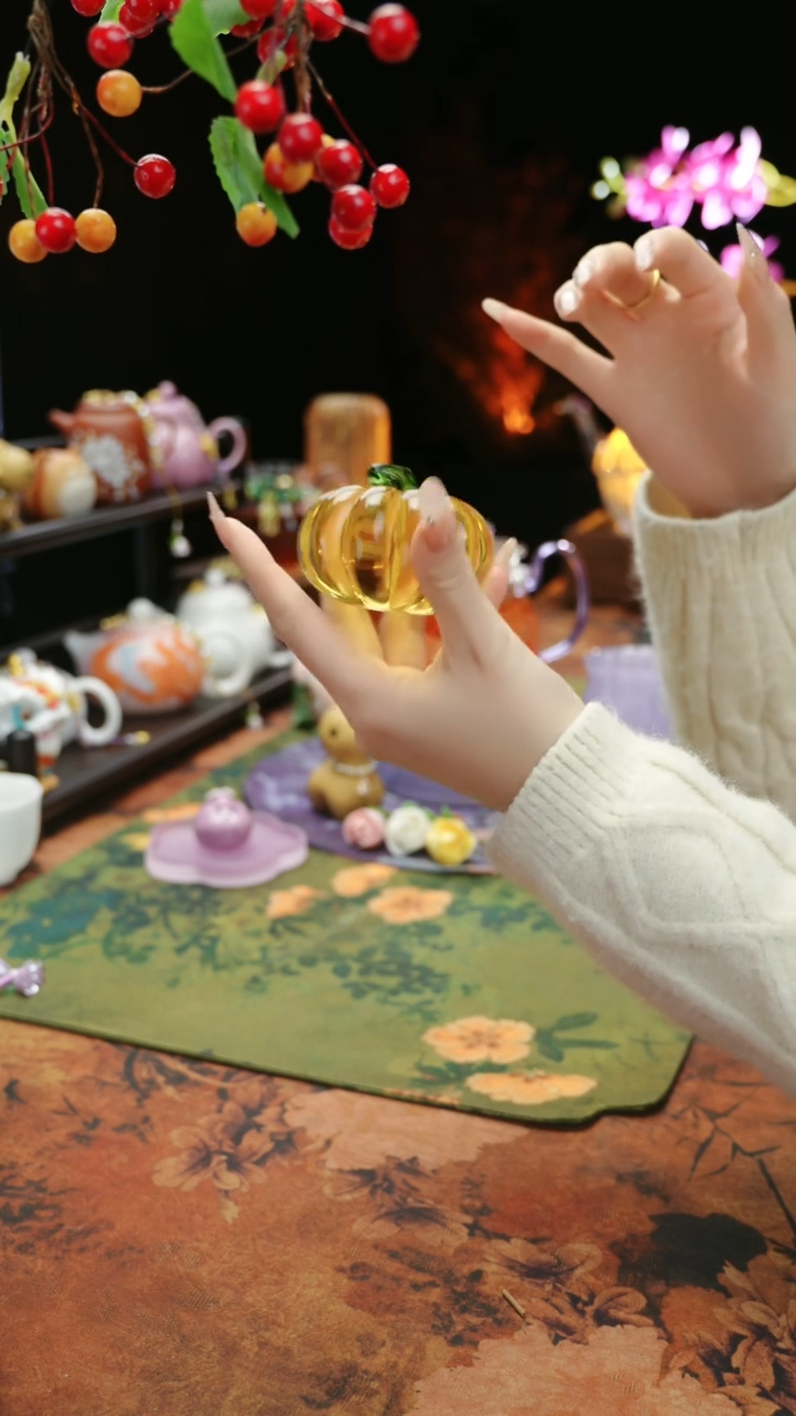 【闪购商品】紫砂水晶南瓜盖置@@@@@@