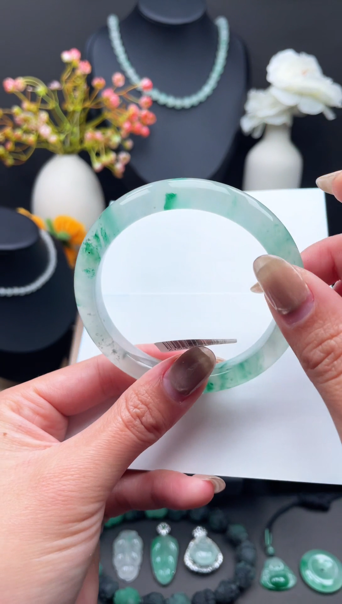 未镶嵌手镯石英质玉天然非洲翠5758