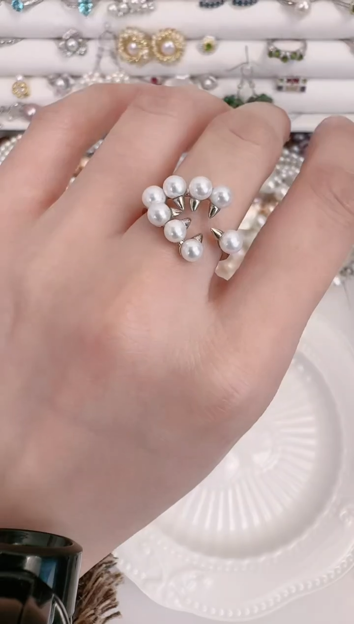 【闪购商品】淡水珍珠戒指银S925镶嵌A14