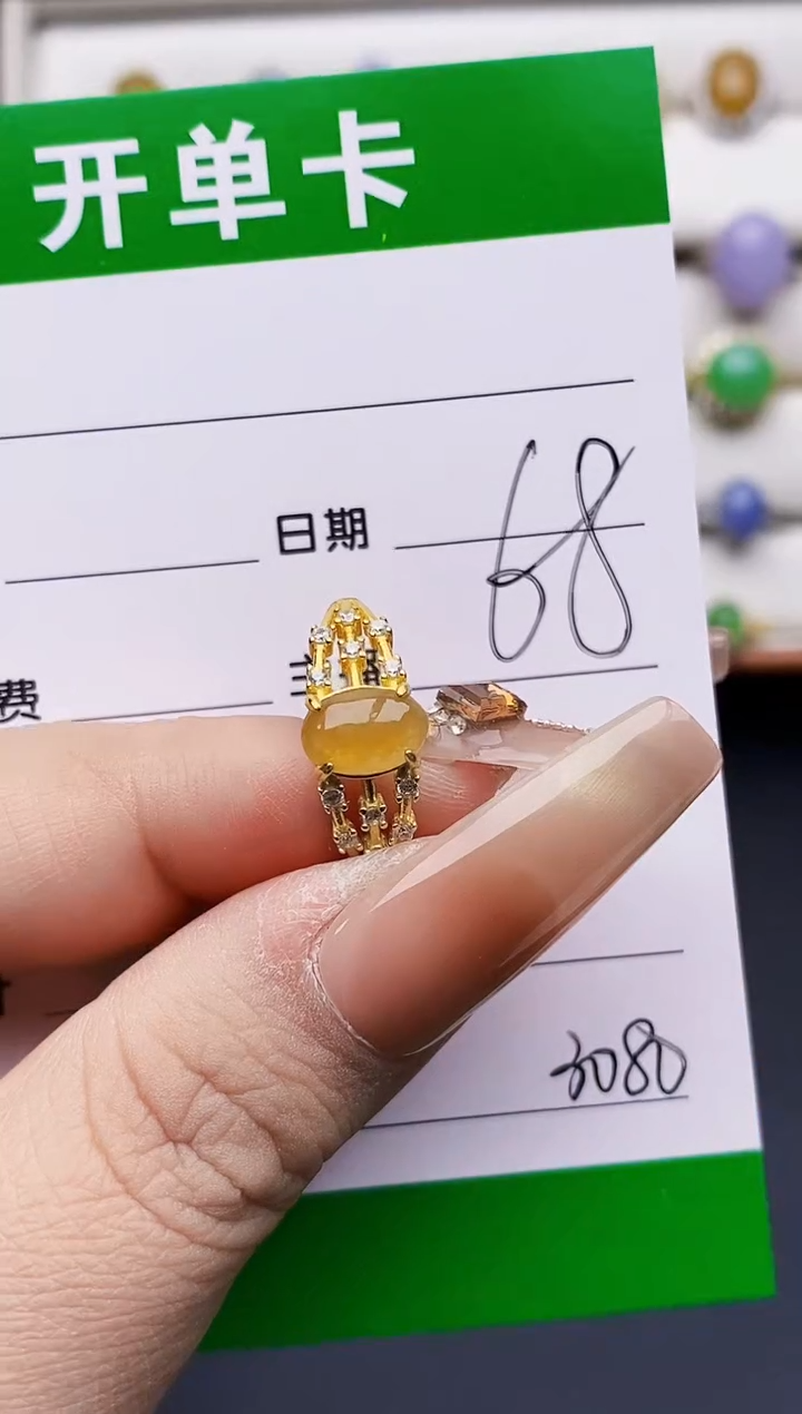 银S925镶嵌戒指翡翠-*3080