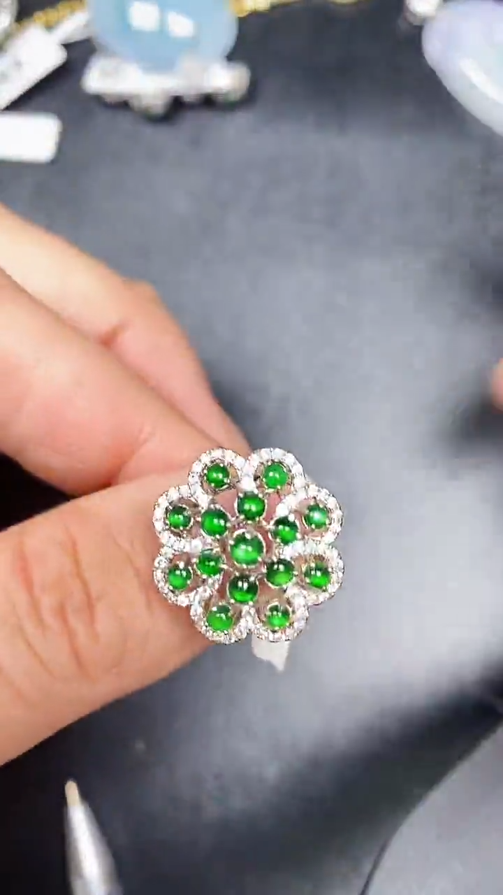 银S925镶嵌戒指翡翠2620