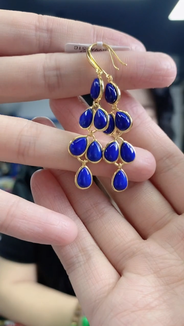 青金石银S925镶嵌耳饰多样性发其一颜色微差