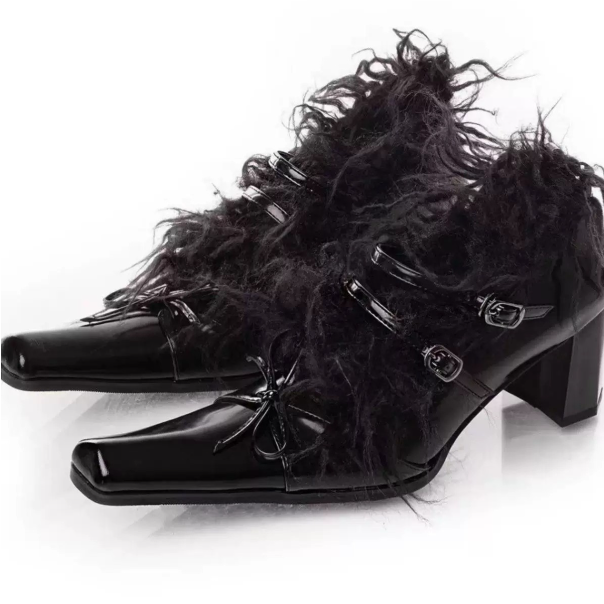 直播专属UBORYA设计师品牌/西游妖魔·黑风怪/荆棘嬉皮风毛毛女鞋