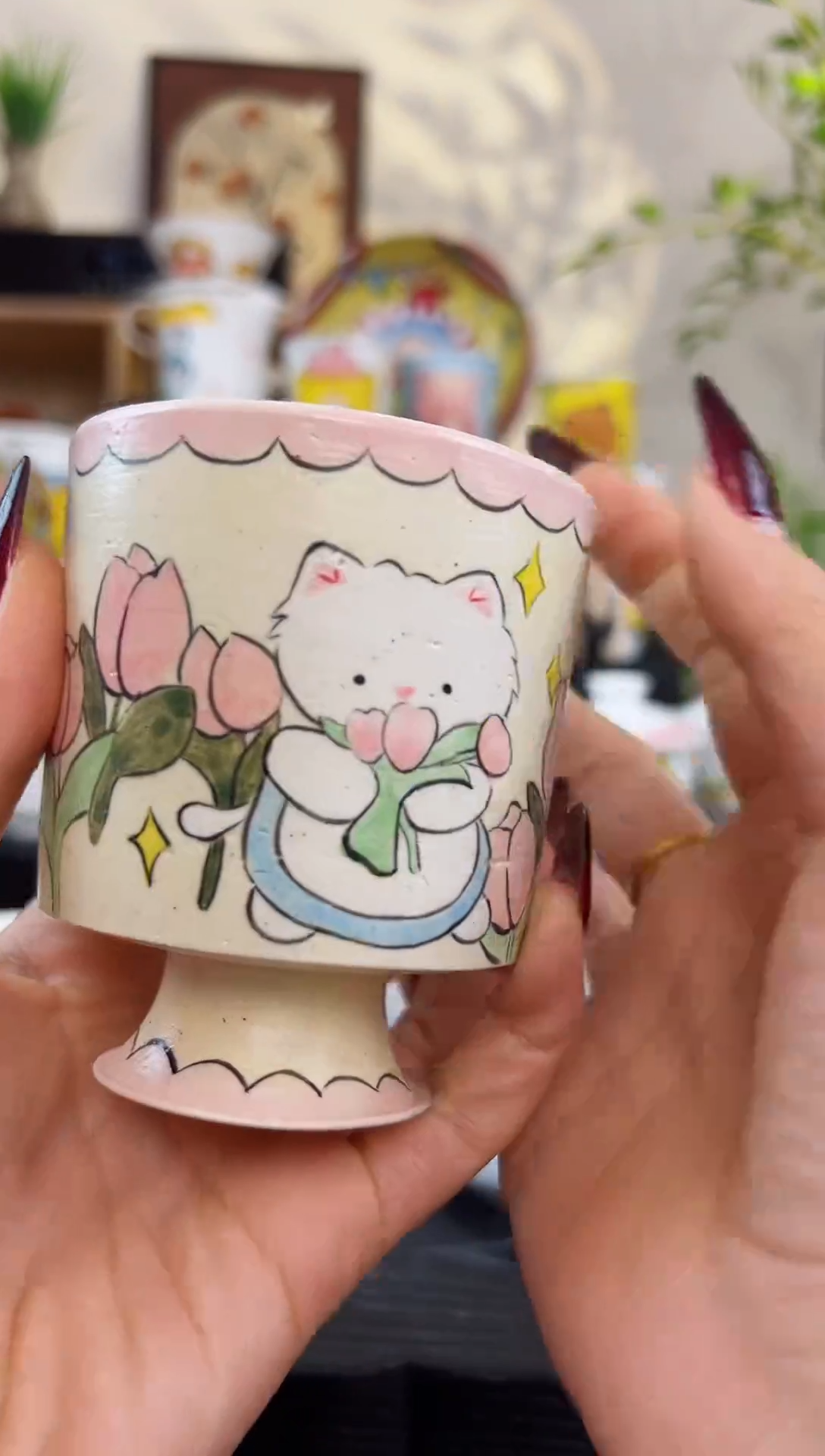 【闪购商品】摆件笙笙漫 手工手绘陶瓷杯杯